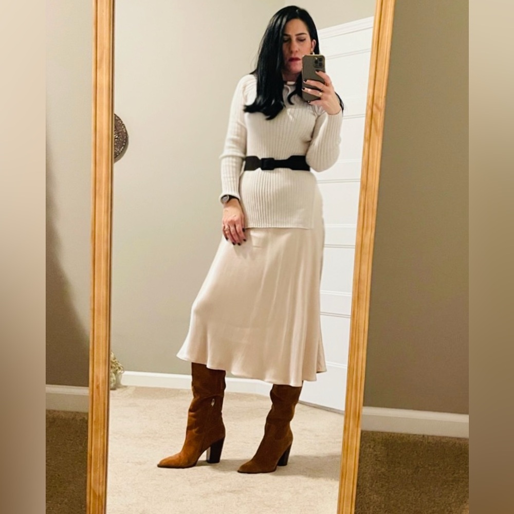 H&M Cream Midi Skirt with Sweater